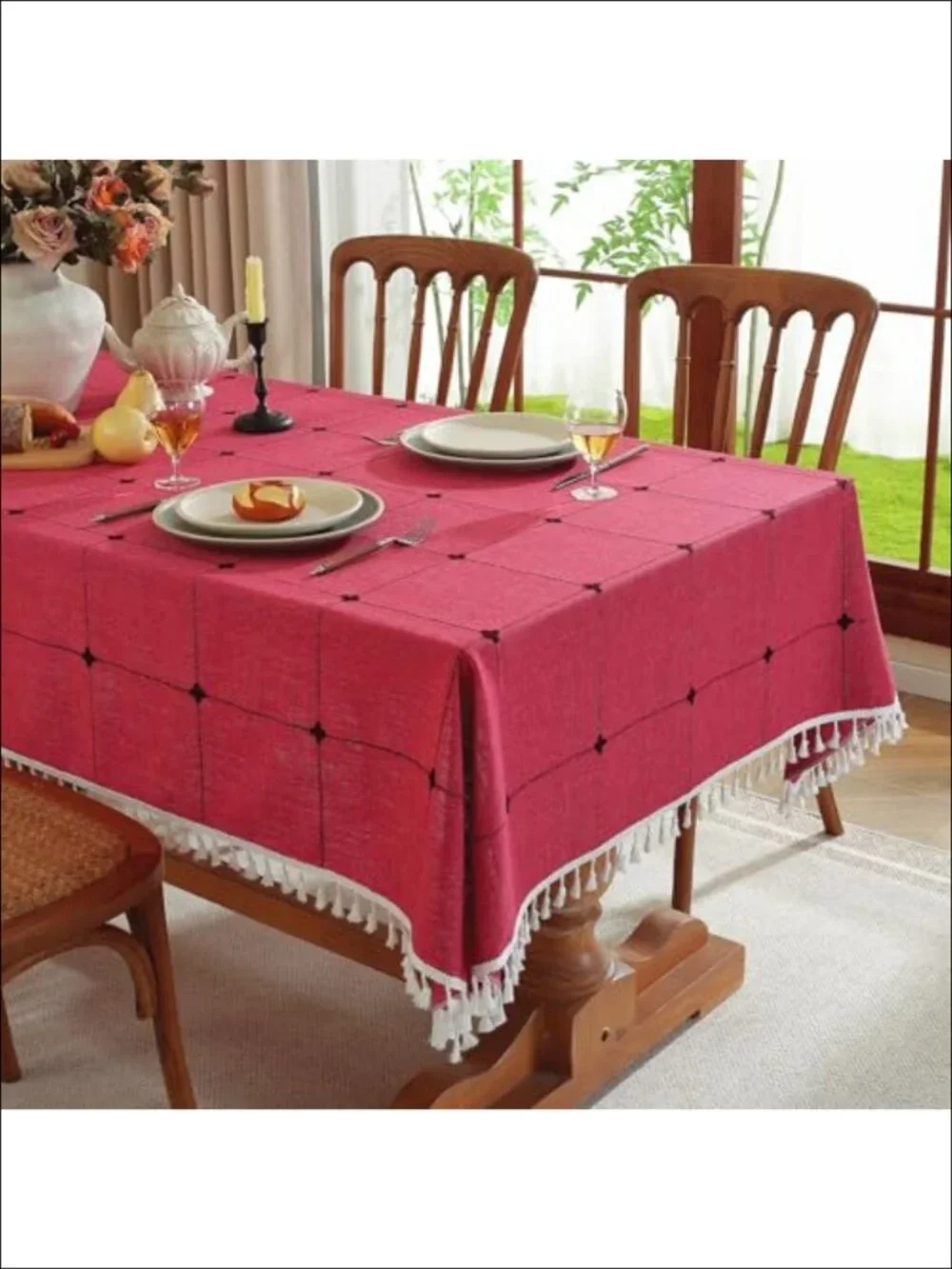 Cotton Linen Tablecloth Rectangle Waterproof Wrinkle Resistant Washable